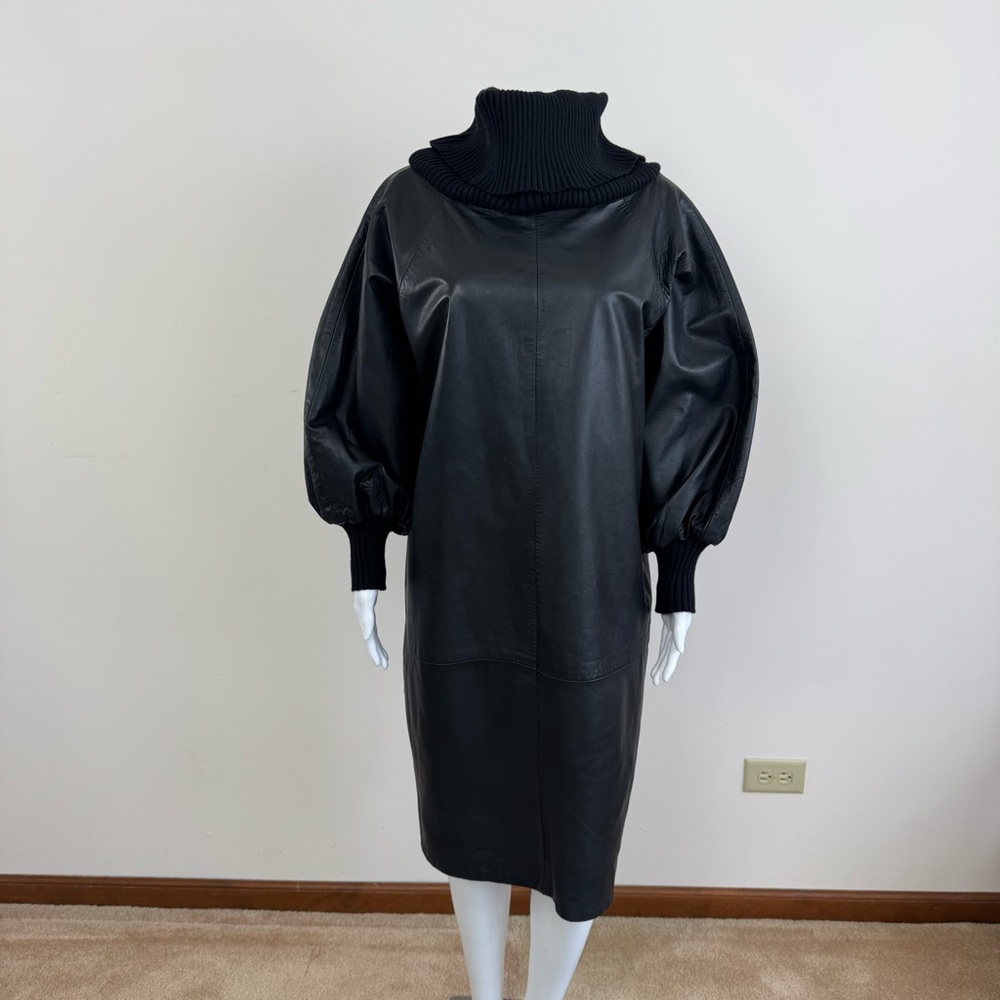 Jean Paul Gaultier Genuine Leather Dress Black Femme Midi L - Picture 10 of 15